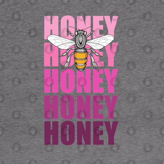 honey bee and pink honey honey lettering by weilertsen